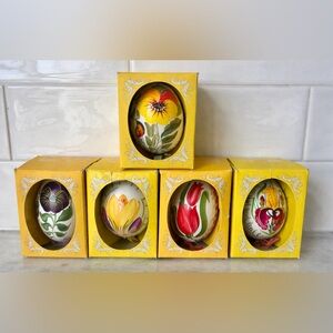 Set of 5 Intermun Hand Painted Ceramic Eggs